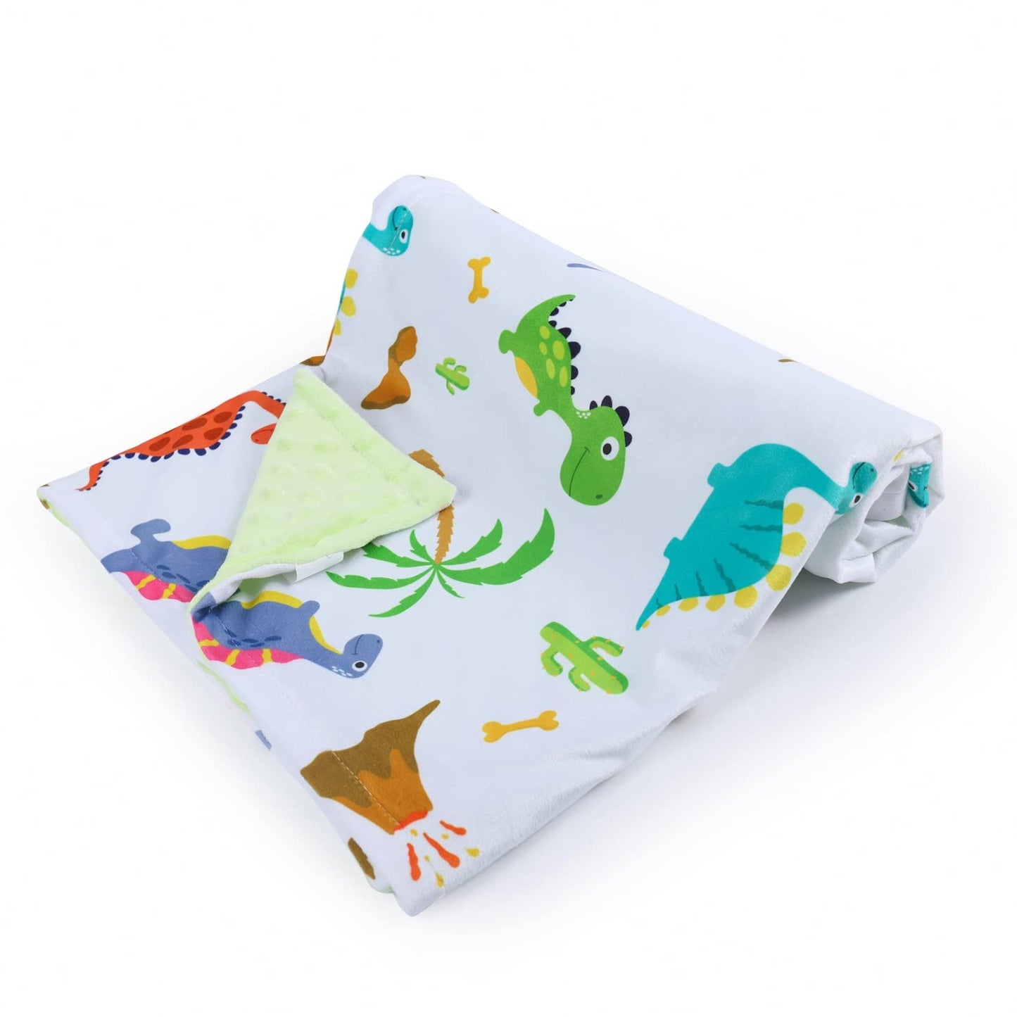 Donsonny Baby Blanket for Boys Girls Soft Minky with Double Layer Dotted Backing, Dinosaur Printed 30 x 40 Inch Receiving Blanket