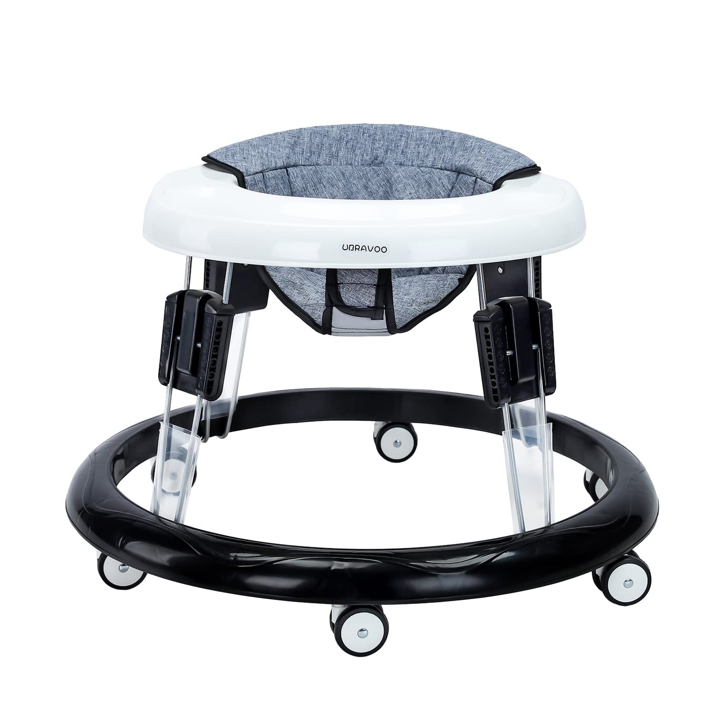 UBRAVOO Adjustable Baby Walker, Walkers for Baby with Universal Wheels, Height Adjustable, Folding & Compact Walker for Girls Boys 6-18 Months, Flax Grey