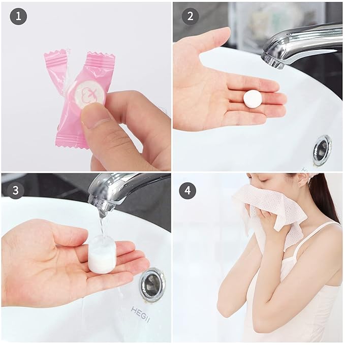 Classycoo Compressed Towel 100 PCS Mini Tablets Disposable Portable Face Towel