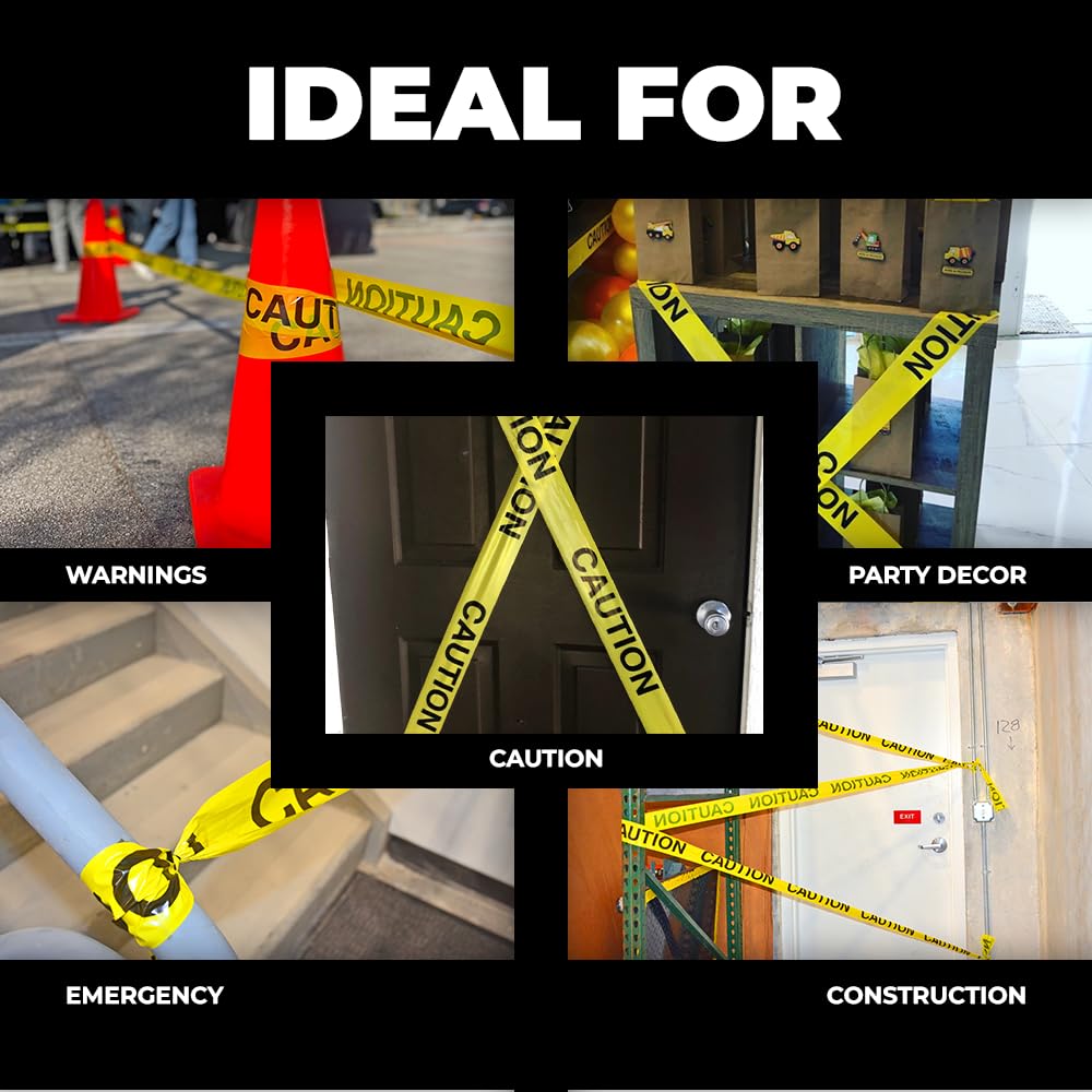 WOD BRC-SLDNC Barricade Caution Tape - 3 inch x 1000 feet (Bulk Case 8-Rolls) High Visibility Yellow w/Bold Black Text Sheriff's LINE DO NOT Cross for Workplace Safety, Non-Adhesive & Heavy-Duty