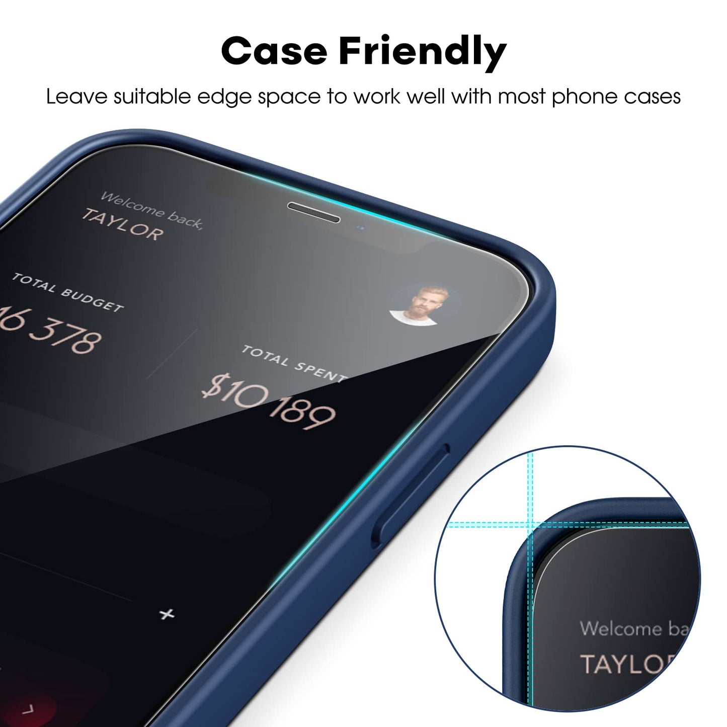 JETech Full Coverage Screen Protector for iPhone 16e 2025, iPhone 13/13 Pro 6.1-Inch, Tempered Glass Film with Easy Installation Tool, Case-Friendly, HD Clear, 3-Pack