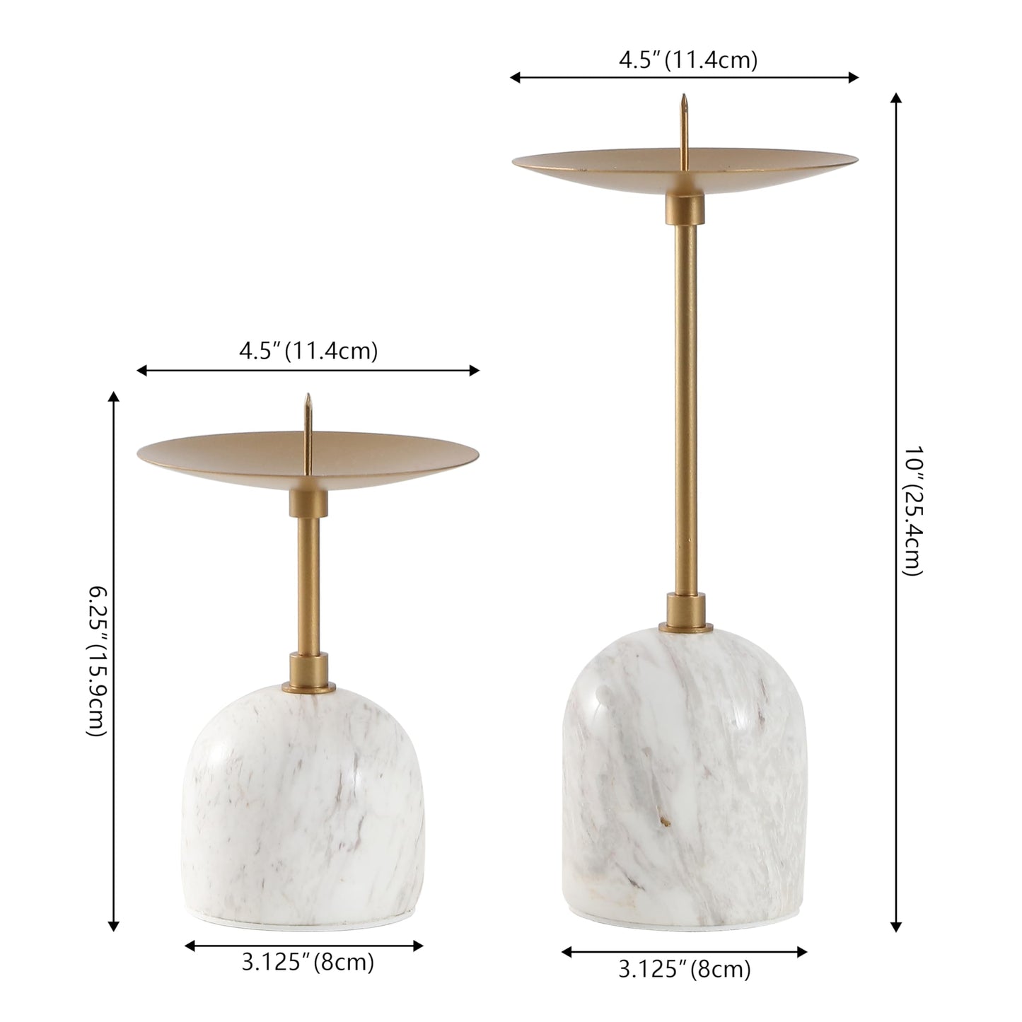 SAFAVIEH Home Collection - Hara Candle Holder Set of 2, White Marble Base with Gold Metal Stem, Modern Decorative Accent (RDC4042A-SET2)