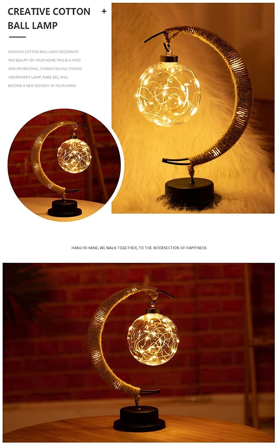 Nusogon Moon Lamp, LED Night Light for Bedroom, Crescent Moon Shape with USB Powered, Tabletop Ambient Light for Home Decor, Nursery, Kids Room | Romantic Gift, Birthday, Christmas Decoration