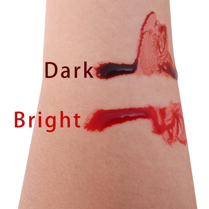 MEICOLY 2.1oz Halloween Fake Blood Makeup- Realistic Sangre Falsa Washable Edible Liquid with 0.7oz Cleaning Soap - Squirt Blood for Clothes,Zombie Vampire Monster,SFX Cut Flesh Wound Makeup - Bright