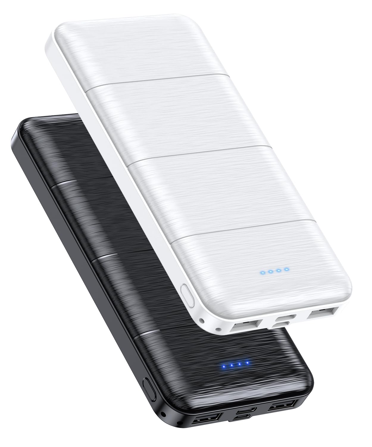 Portable Charger 2-Pack 15000mAh Power Bank Dual USB and Type-C Output 5V3.1A Fast Charger Battery Pack for iPhone 16 15 14 13 12 X Samsung S24 S23 Google iPad etc (Light Black and White)