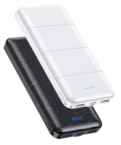 Portable Charger 2-Pack 15000mAh Power Bank Dual USB and Type-C Output 5V3.1A Fast Charger Battery Pack for iPhone 16 15 14 13 12 X Samsung S24 S23 Google iPad etc (Light Black and White)