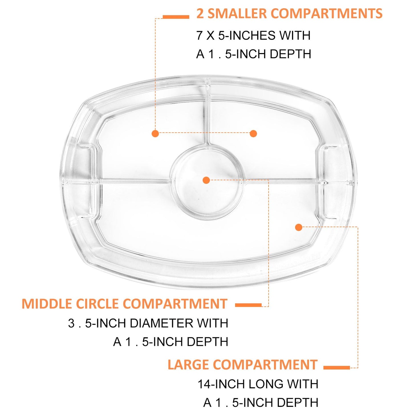 IVYHOME Fruit Ice Serving Tray, Chilled Veggie Tray, Shrimp Cocktail Serving Dish, Appetizer Serving Platter for Parties, with Lid and 4 Compartments