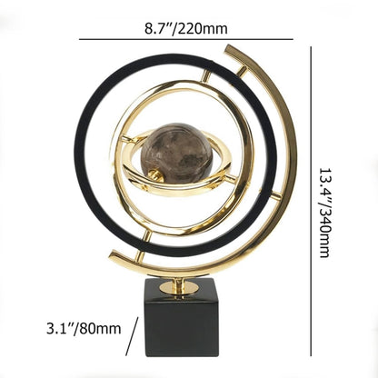 ARMUTCH Abstract Metal Globe Sculpture Decor - Modern Black and Gold Desk Art for Office, Living Room Tabletop Decor, Unique Home Decoration Gift