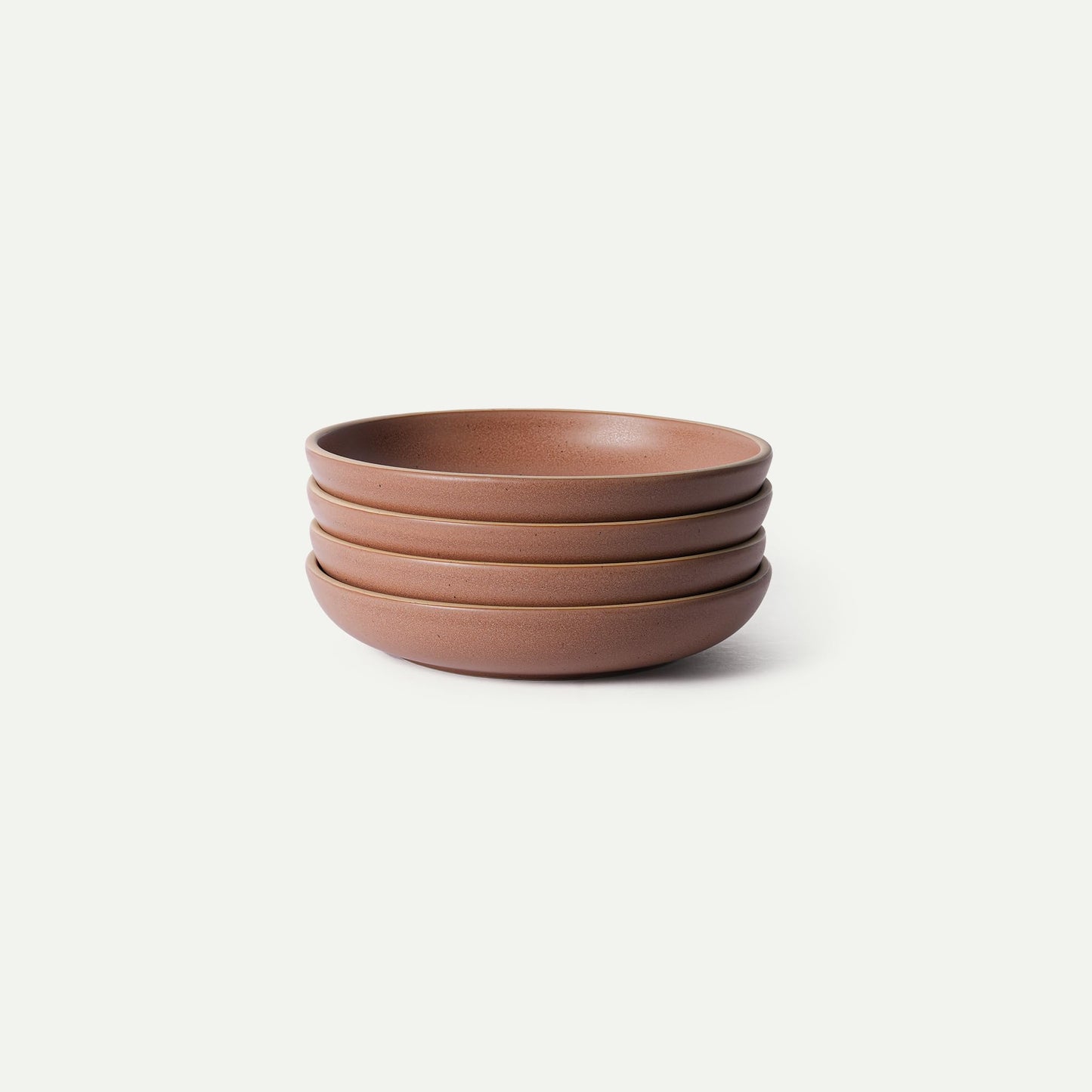 MORA Medium Dishes Set of 4, 30oz Ceramic Pottery Pasta Plate/Wide Bowls - Microwave, Oven and Dishwasher Safe - Terracotta