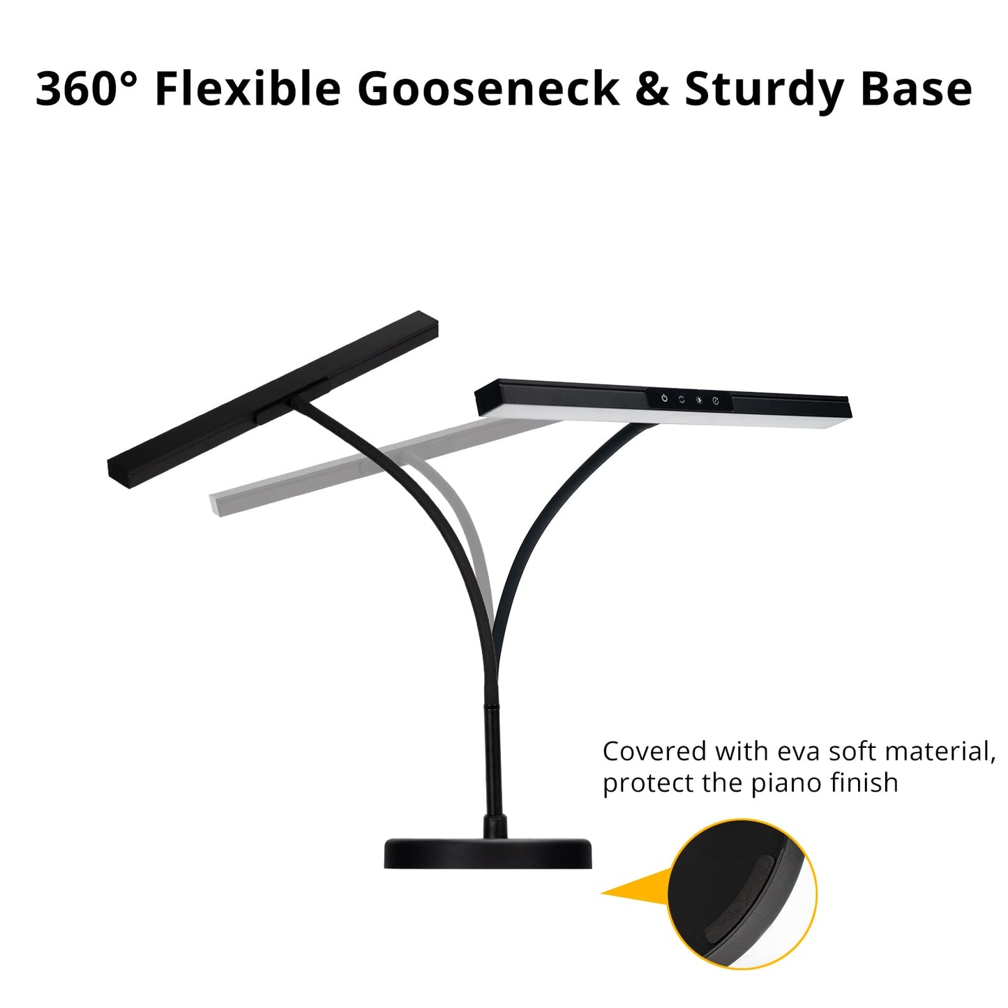 CIVHOM Piano Light for Grand/Upright & Digital Pianos, Piano Lamp with 3 Color Modes for Stand Pianos, Adjustable Height and Direction, Auto-Off Timer, Music Stand Light, Desk Lamp, Table Light