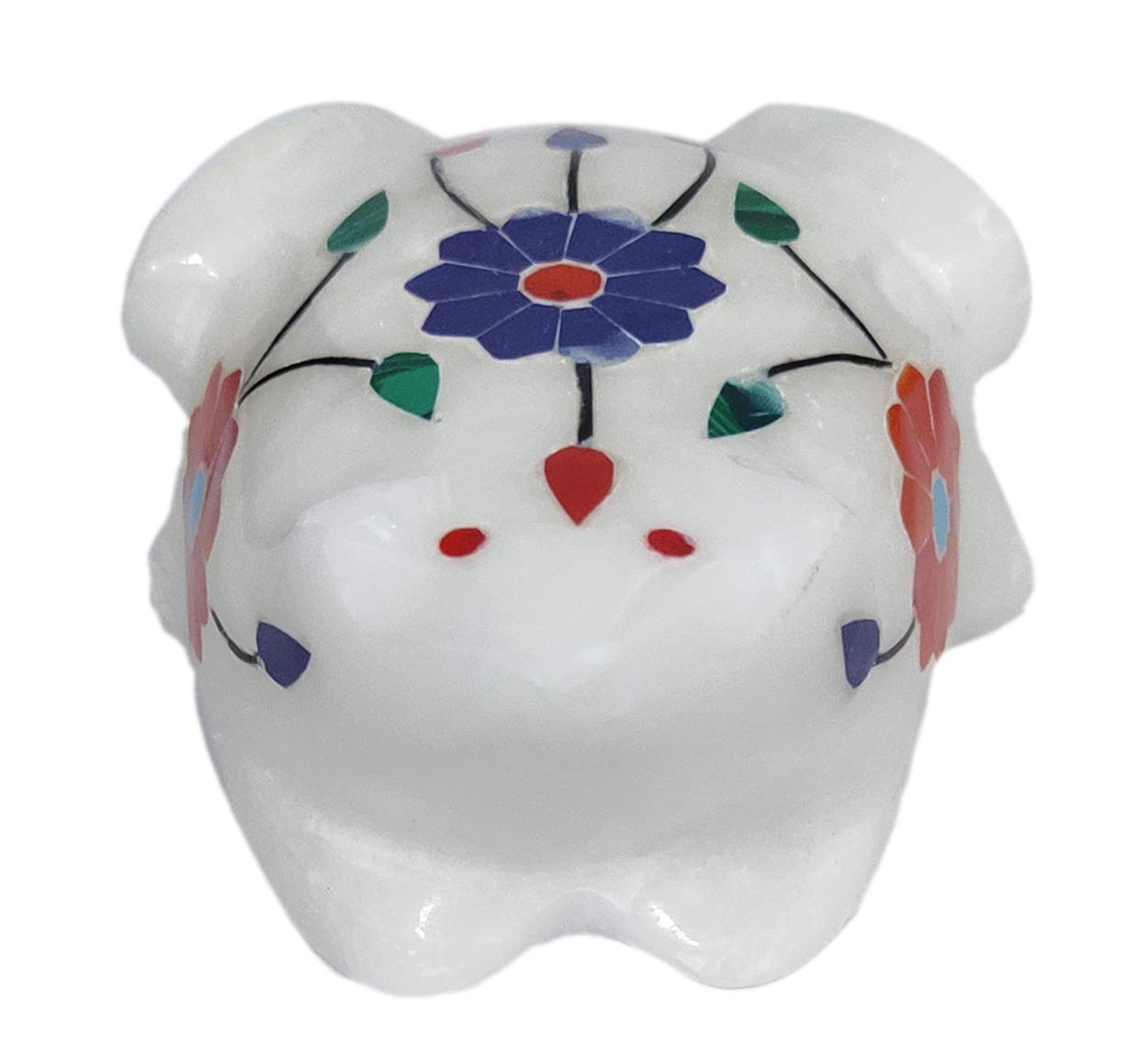 Purpledip Marble Statue 'Flirty Frog': Gemstone Inlay Collectible Showpiece Gift (12108)