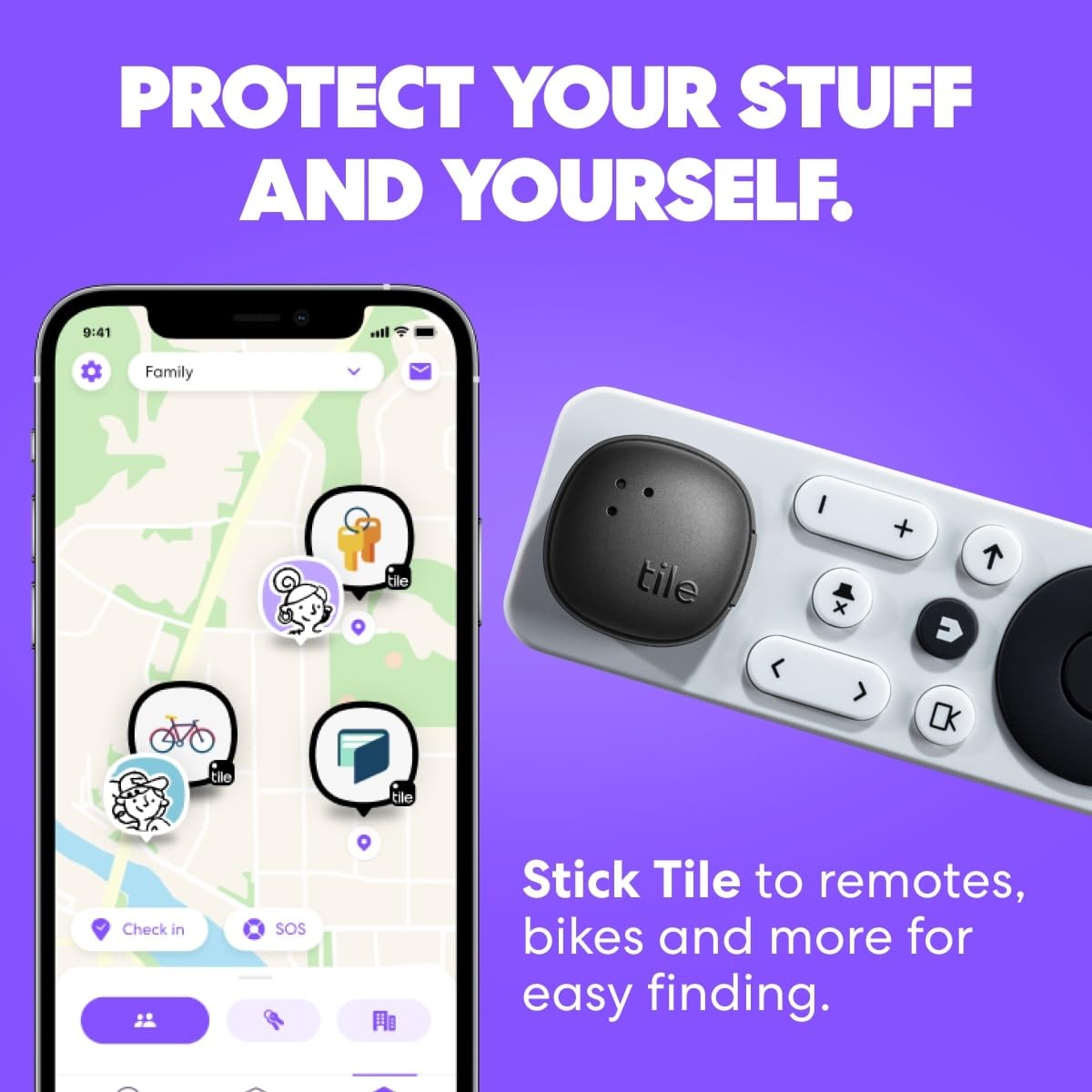 Tile by Life360 Sticker - Small Bluetooth Tracker, Remote Finder and Item Locator for Bikes, Glasses and More, Both iOS and Android Compatible, Phone Finder, Pack of 1 (Black)