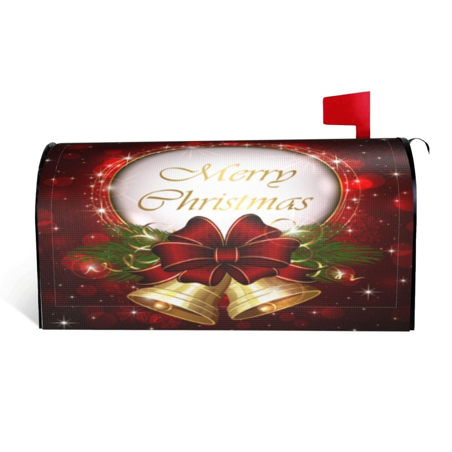 Christmas Mailbox Covers Merry Christmas Bell Snowflake Magnetic Letter Post Box Cover Standard Size 25.5 x 21 Inch Garden Yard Home Decorative