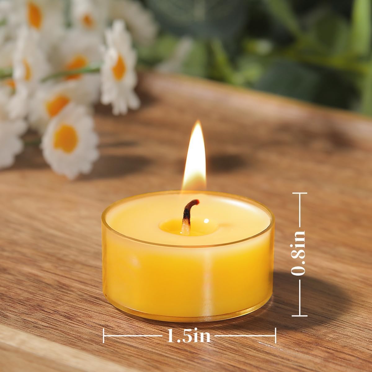 Capaniel 24 Packs Beeswax Tealight Candles- 4 Hour Burn Time Pure Beeswax Candles Bulk Burn Evenly and Clean Smokeless Natural Bees Wax Tea Lights for Relaxing