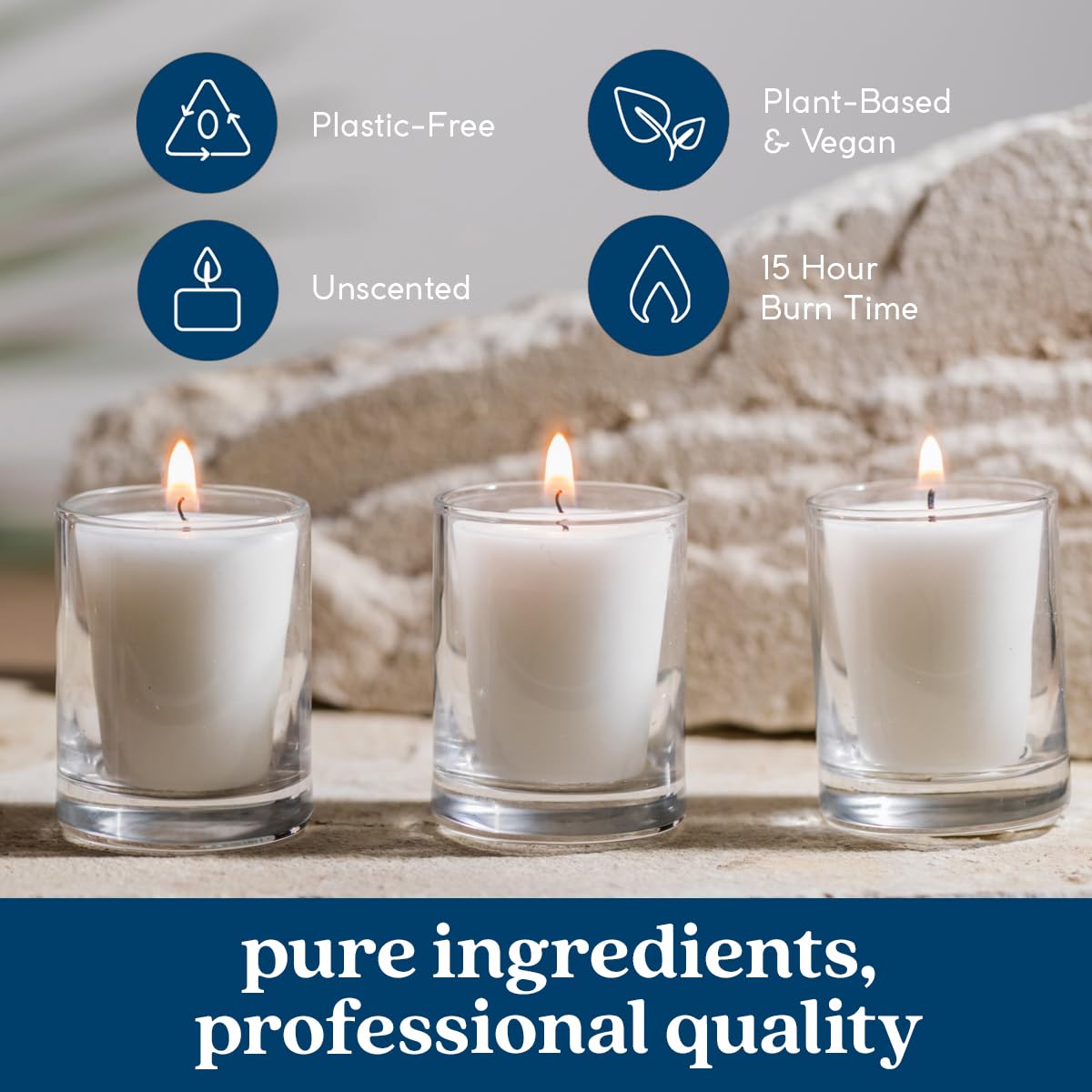 GoodLight Paraffin-Free Votive Candles, Vegan Palm Wax, Clean-Burning and All-Natural Votive White Candles | 15-Hour Burn Time (32 Unscented Votive Candles)