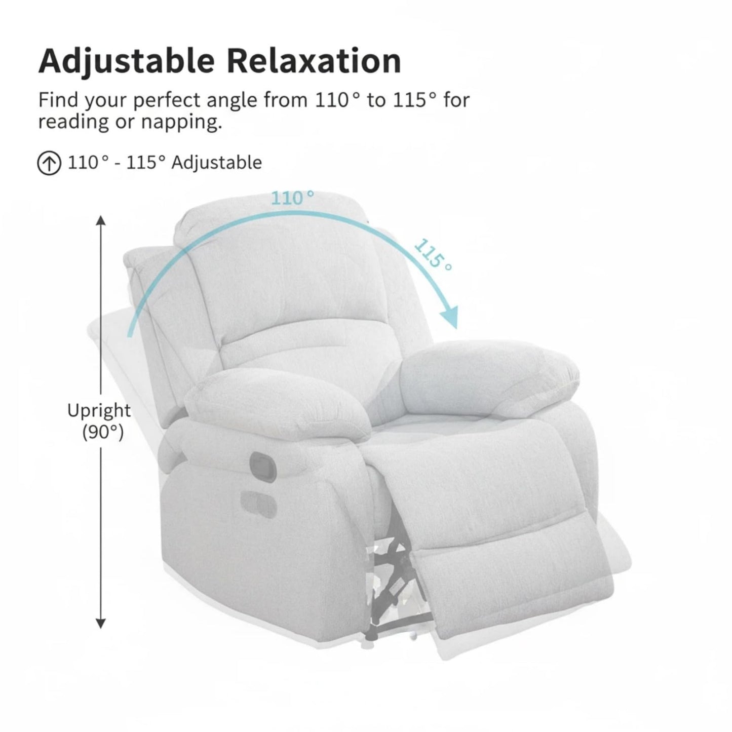 Trygoal Manual Recliner Sofa Set, Linen Reclining Couch with Storage Console, Cup Holders and Convertible Coffee Table, Adjustable Backrest Recliner Couch for Home Theater, Apartment, White Grey