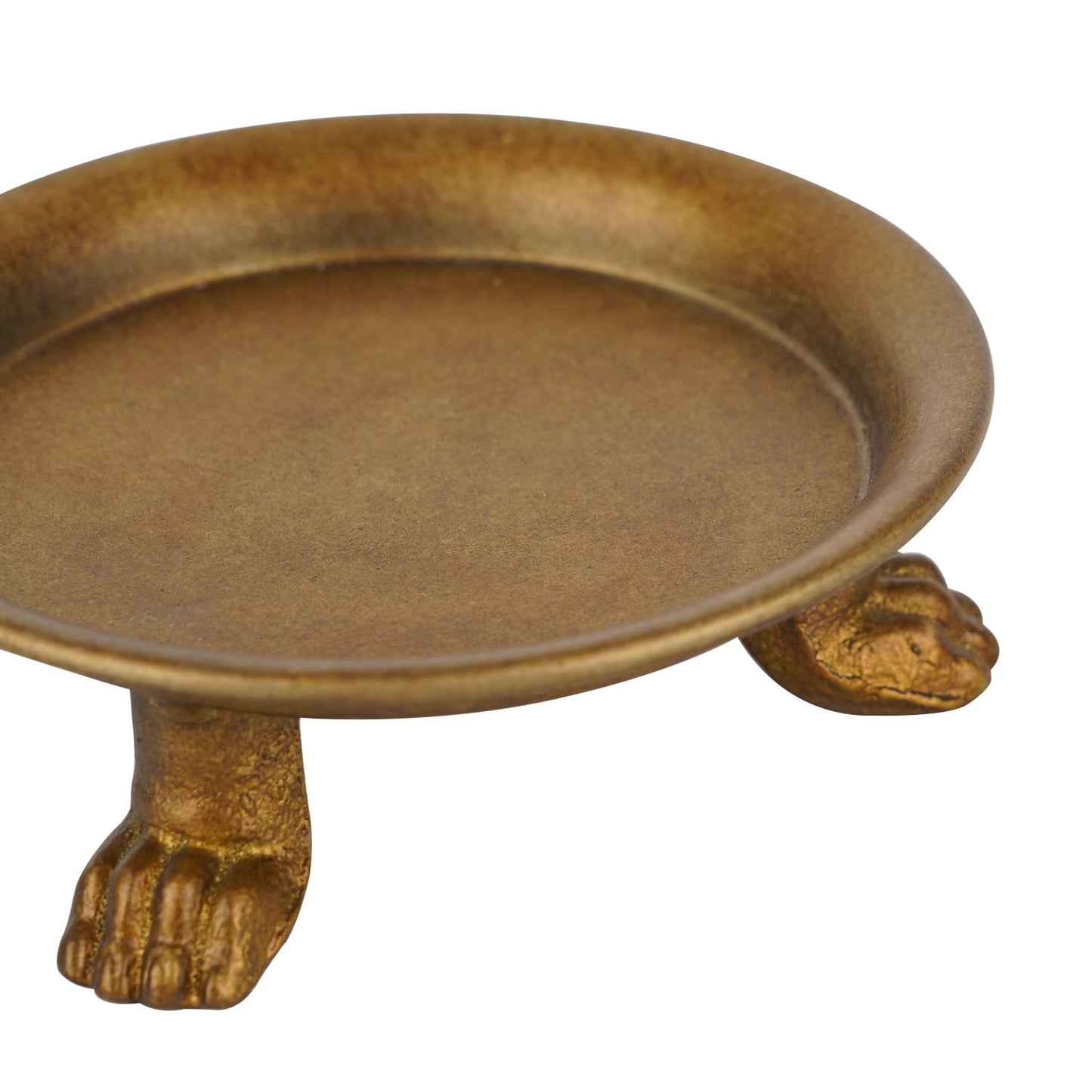 NIKKY HOME Gold Clawfoot Pillar Candle Holders Set of 2, Vintage Iron Tray
