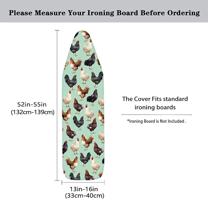 Rooster Ironing Board Cover Heat Reflective Stain Resistant Ironing Board Covers