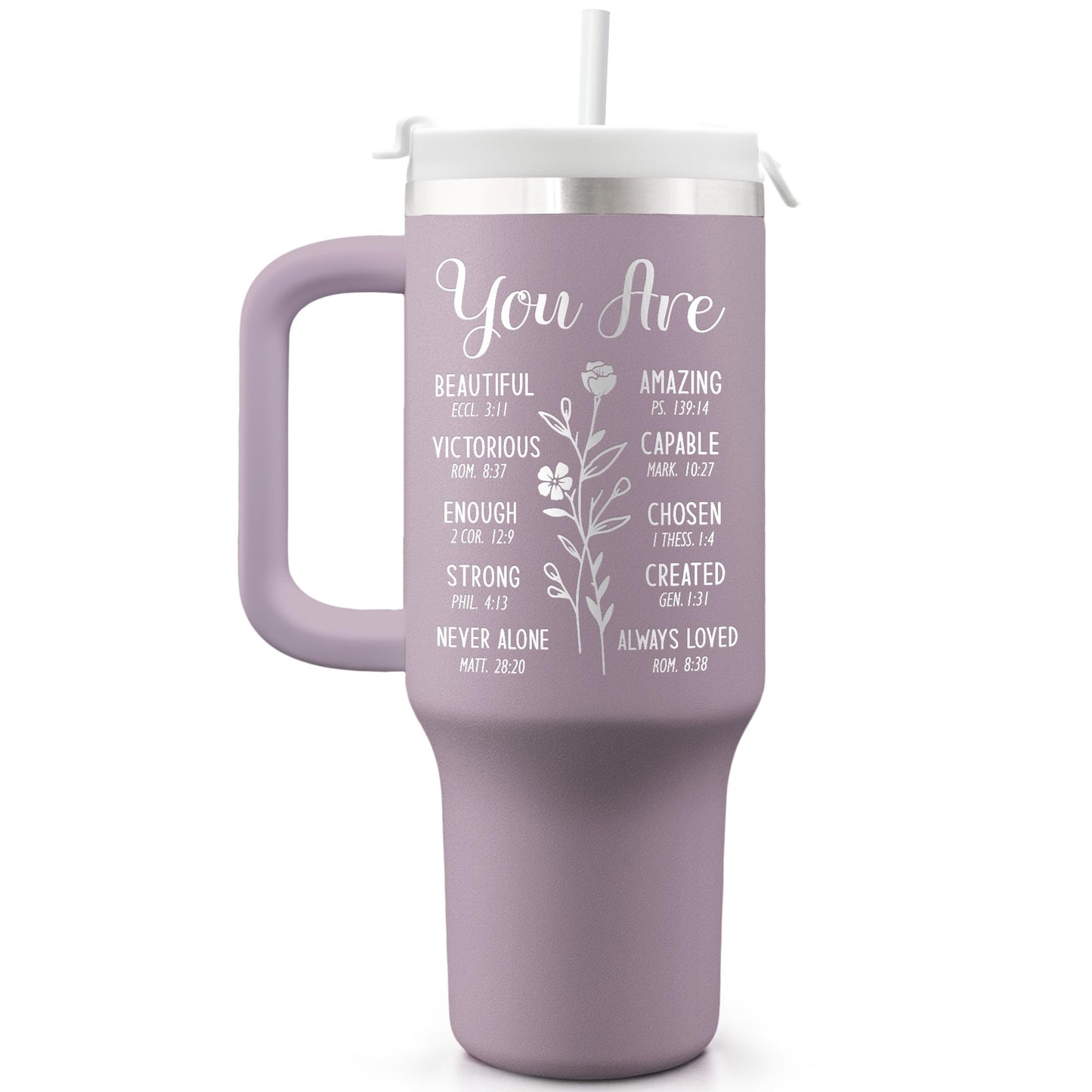 Pandzee Christian Gifts For Women - Birthday Christmas Gifts for Mom Grandma Sister Friend Coworker - Inspiration Religious Self Care Gift For Women - 40oz Tumbler With Straw Lid Travel Cup