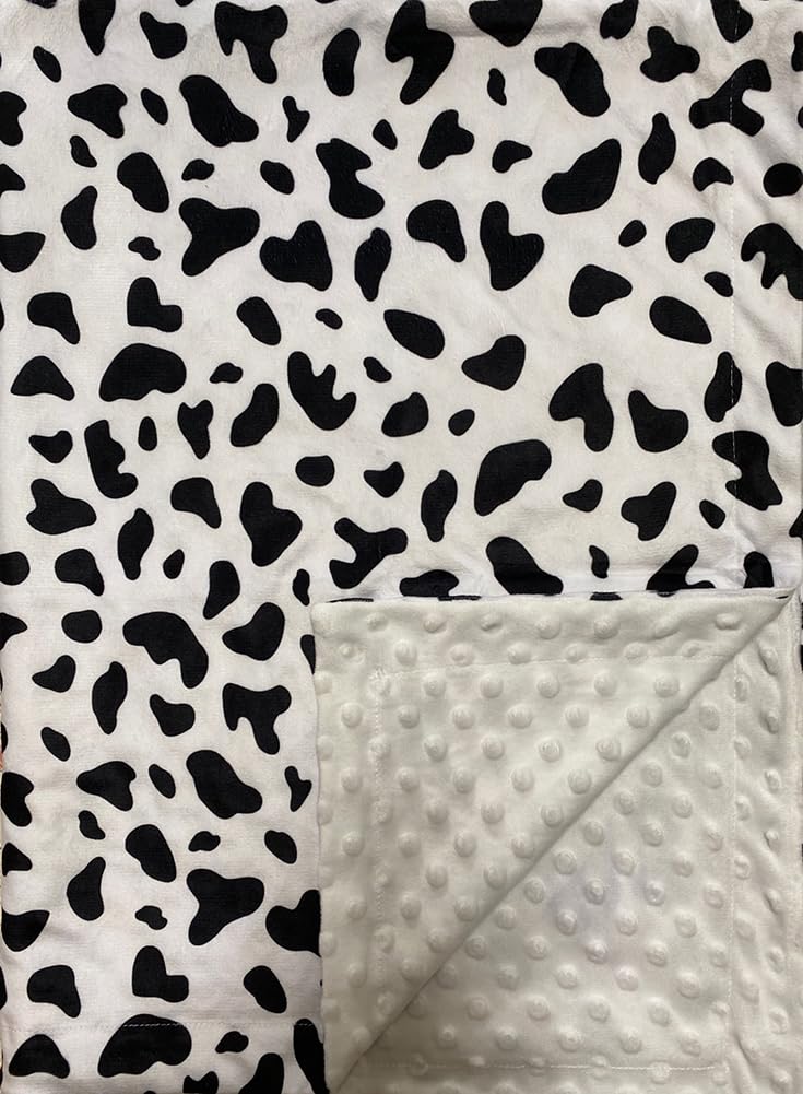 Baby Blanket for Boys Girls Super Soft Double Layer Minky with Dotted Backing Cute Cow Crib Receiving Blanket Bed Throws for Newborns Nursery Stroller Toddler 30 x 40 Inch (Black White Cow)