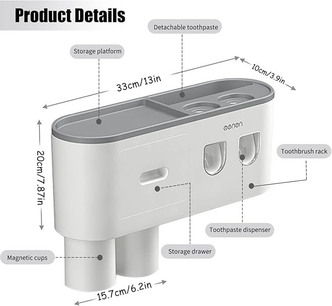 Toothbrush Holders Wall Mounted, Double Automatic Toothpaste Dispensers