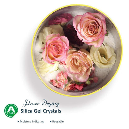 wisedry Silica Gel for Drying Flowers 2 LBS (0.9KG), Fine Crystals < 1mm, Color Indicating Desiccant, Reusable Silica Sand
