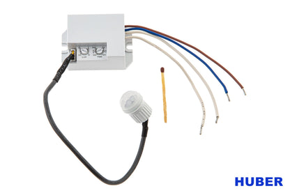 HUBER Motion 19LV Mini PIR Motion Sensor 120° / 360° for Indoor/Outdoor Mounting I Sensor IP65 I 12-24V Built-in Motion Sensor Small with Potentiometer