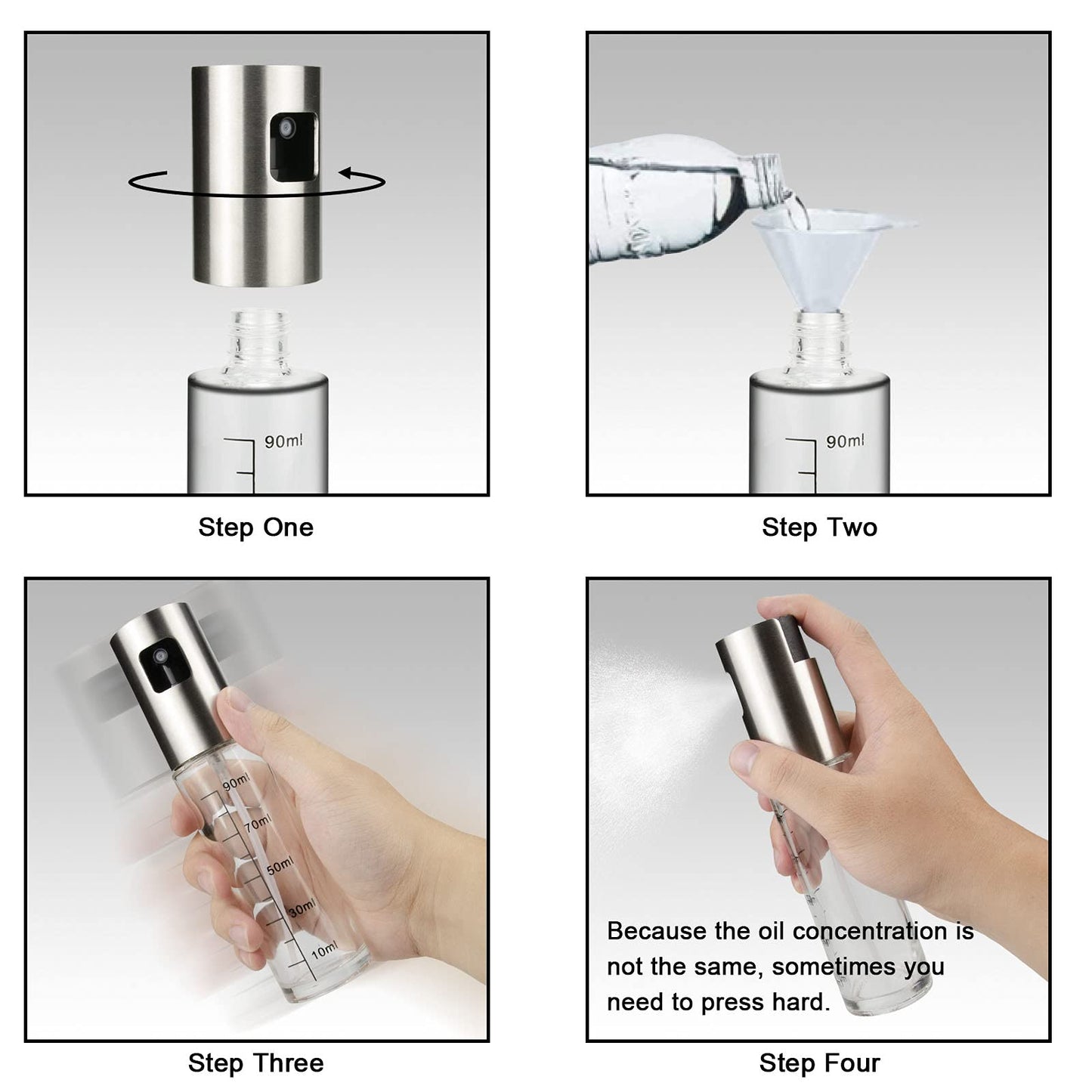 Olive Oil Sprayer for Cooking, 100ml Oil Spray Bottle, Portable Glass Oil Mister for BBQ, Air Fryer, Baking, Roasting, Grilling, Kitchen Gadgets