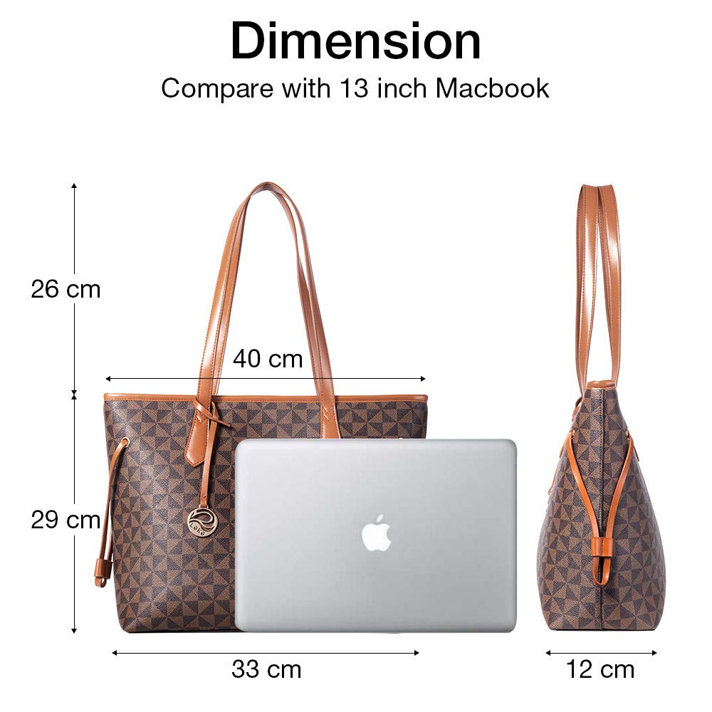 Lekesky Tote Bag for Women Stylish Handbag Faux Leather Shoulder Bag for Work School Dating, Brown