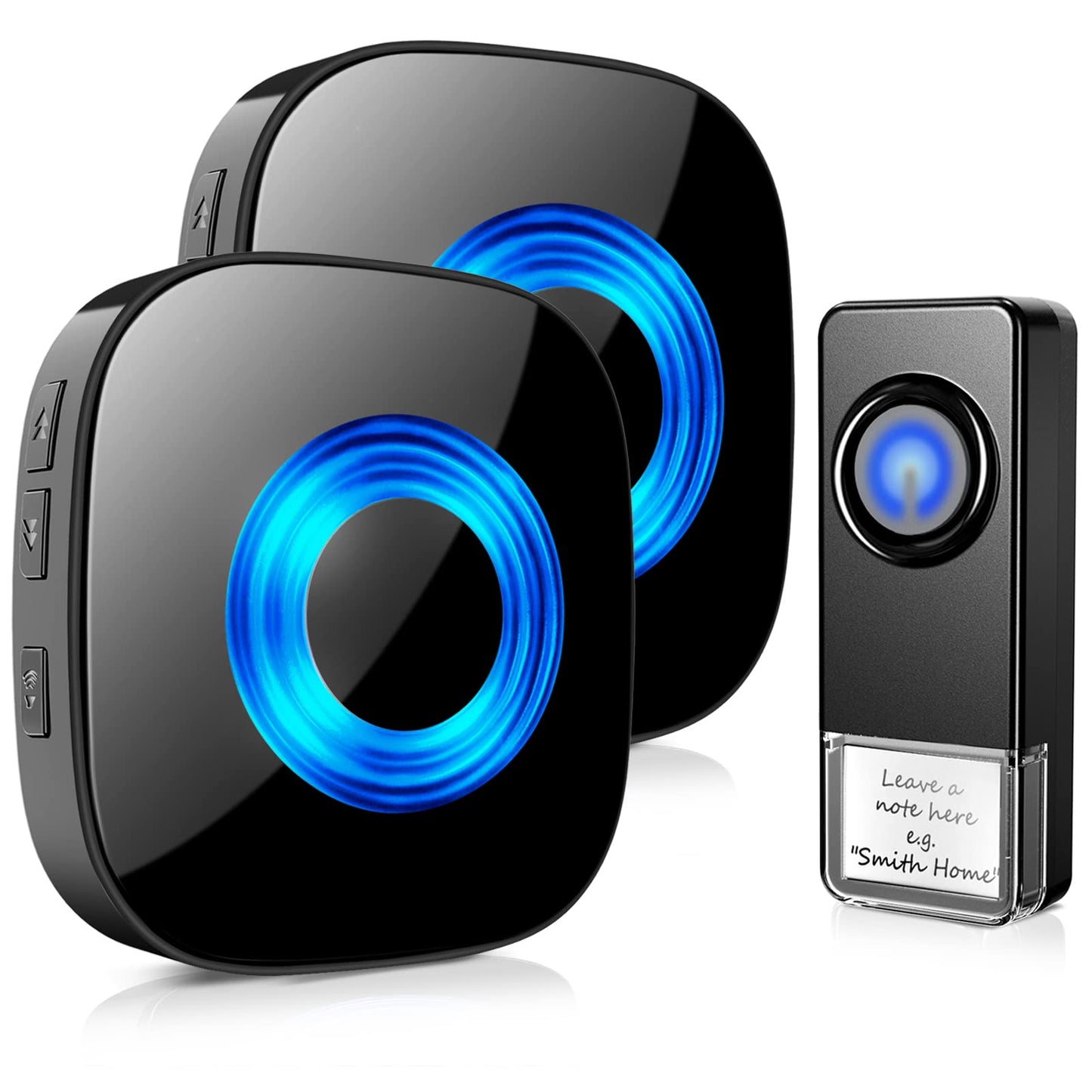 Wireless Doorbell - PHYSEN Door bell Chimes with Mute Mode - 58 Ringtones&5 Volume Levels Operating at 1300-ft Range LED Strobe, 2 Transmitters+3 Receivers Waterproof Doorbell Kit for Home/Classroom