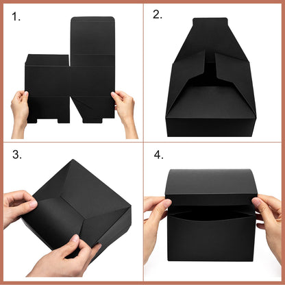 Mcfleet Black Gift Boxes with Lids 9x6x4 Inches 10 Pack Groomsmen Proposal Cardboard Craft Gift Box for Christmas, Wedding, Graduation, Holiday, Birthday Presents Packaging