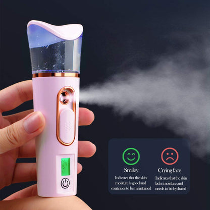 Handy Nano Facial Mister with Skin Analyzer Moisture Tester, Portable Nano Mist Sprayer Atomization Eyelash Extensions Steamer Mister,Mini Cool with Large Capacity,Face Moisturizing