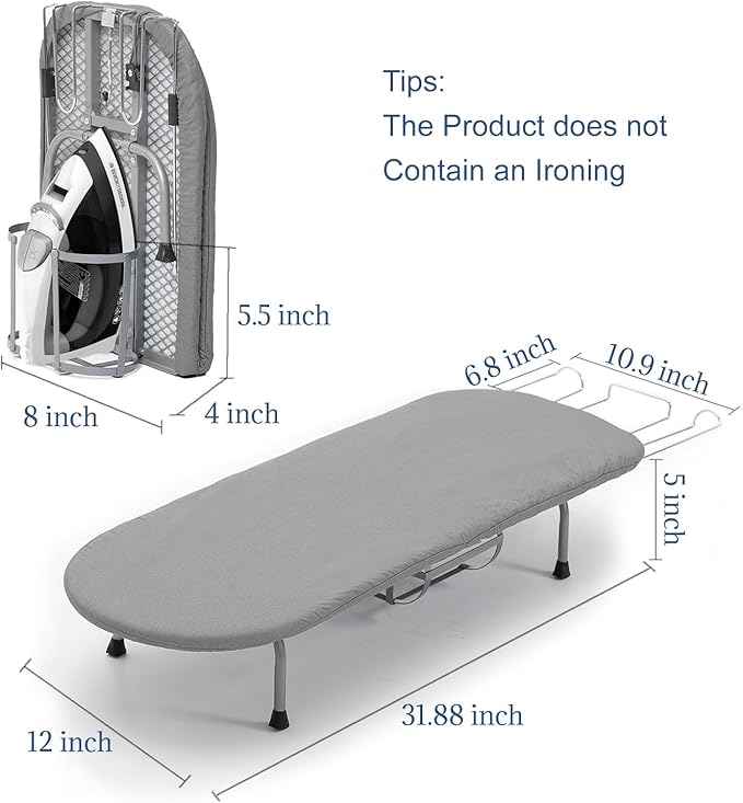Small Ironing Board with Iron Holder, RAINHOL Countertop Mini Ironing Board