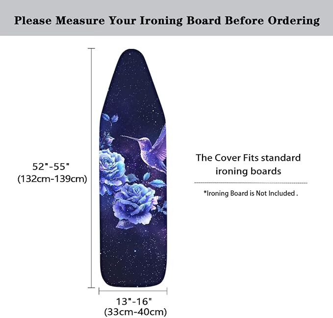 Purple Hummingbird Rose Ironing Board Cover and Pad Rooster Pattern Extra Wide