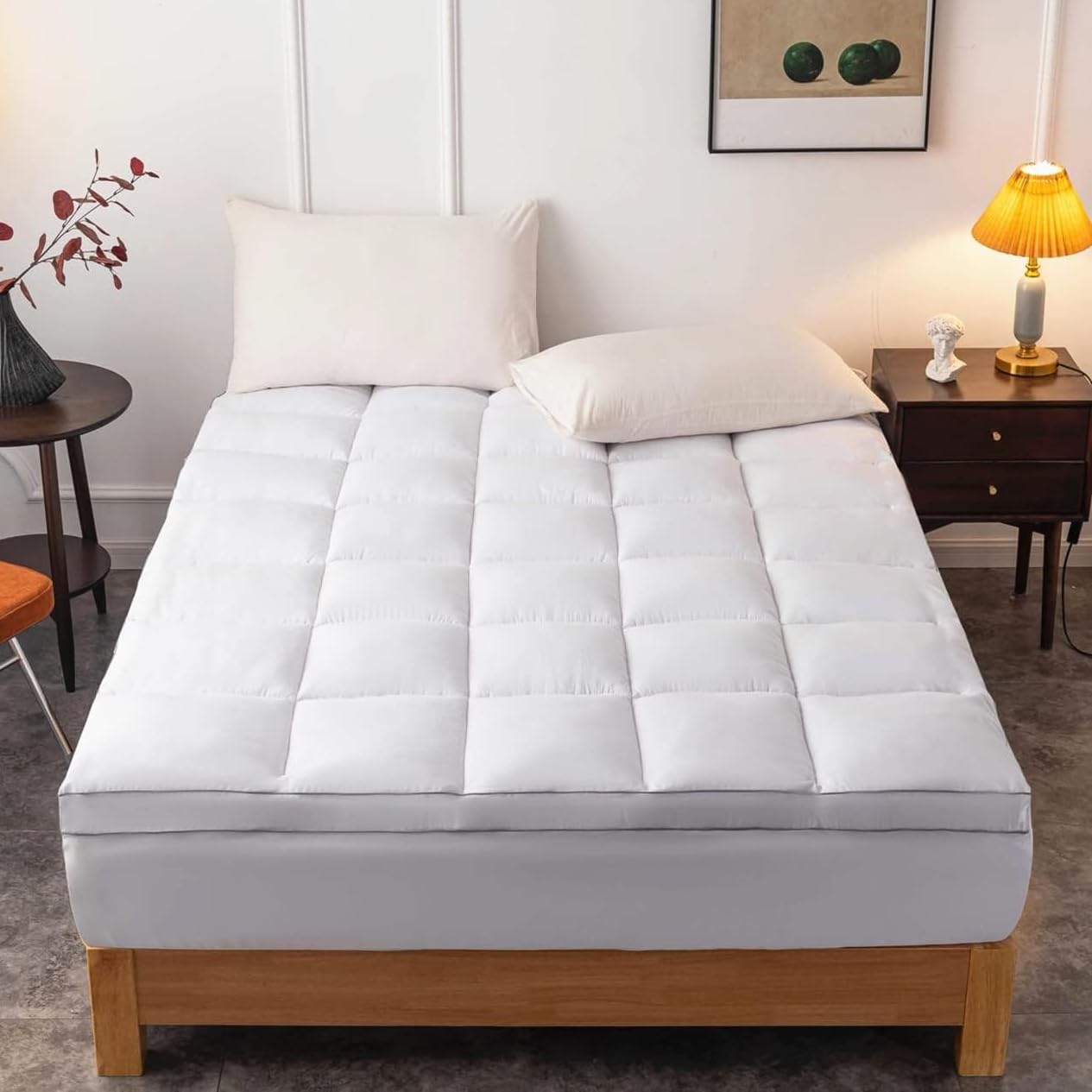 DROVAN Mattress Topper Full Size - Extra Thick Mattress Pad Cover - Pillow Top Deep Pocket with Breathable 7D Spiral Fiber Filling Cooling Mattress Cover