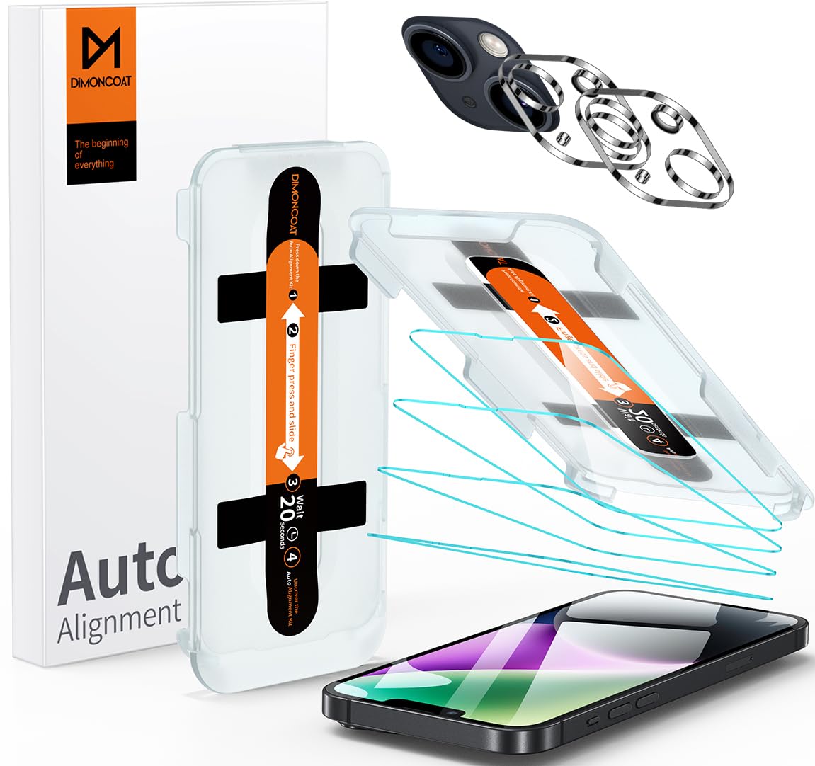 DIMONCOAT 4-PACK TOP 9H+ Glass for iPhone 15 Pro Privacy Screen Protector [Auto Alignment Kit] [10X Military Protection] UNBREAK Tempered Glass Film for iPhone 15 Pro 6.1 inch [Case Friendly]