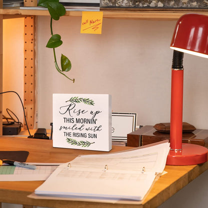 Wooden Box Sign Decor - Inspirational Quotes Desk Decor Motivational Decorations for Women, Men, Students, Office, Classroom, School