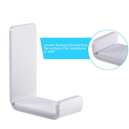 Weewooday 4 Pieces Headphone Hanger Holder Desk Adhesive Headphone Hook Wall Mount Headset Stand Acrylic Holder with Glues for General Purpose Game Earphone(White)