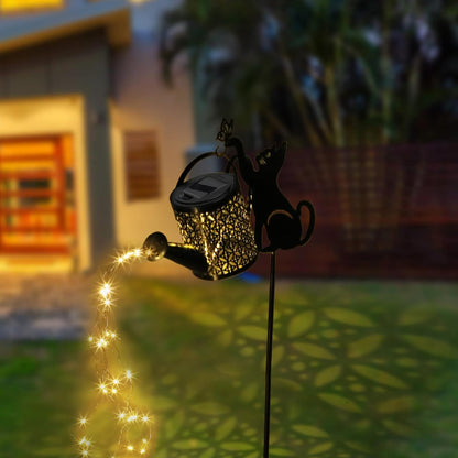 LGEYHAN Black Cat Gifts - Solar Cat Garden Statue,Black Metal Garden Decor,Yard Decor Stakes with Lantern, Gifts for Women Mom and Grandma or for Cat Lovers