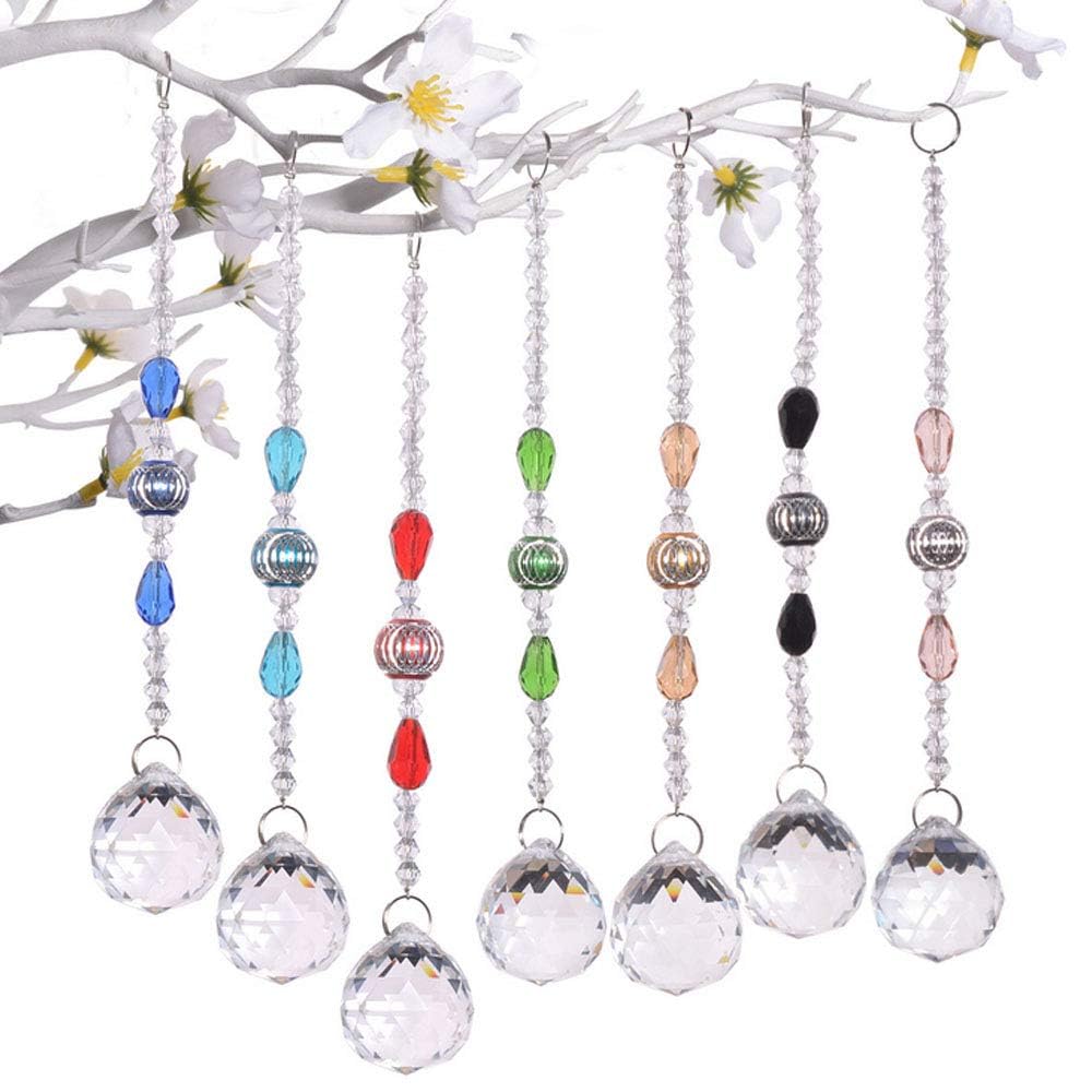 12 Pcs Crystal Ball Prism Suncatcher Rainbow Pendants Maker, 30mm Clear Glass Crystal Ball Prism,Hanging Crystals Prisms for Windows,for Feng Shui,for Home,Office,Garden Decoration