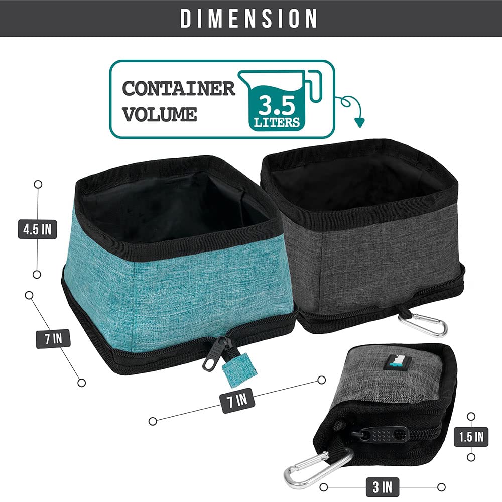 PetAmi Collapsible Dog Bowls 2 Pack, Food and Water Bowls Travel Set, Portable Pet Dish No Spill, Foldable Lightweight BPA Free Leakproof Bowls, Camping Hiking Walking Outdoor Gear Accessories, Black