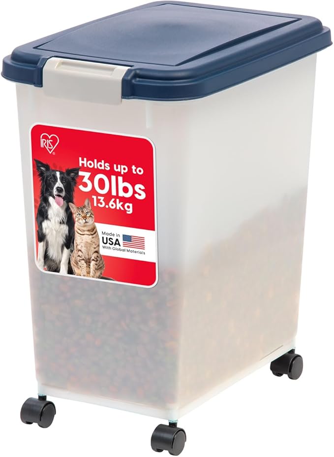 IRIS USA Airtight Dog Food Storage Container, Attachable Wheels,