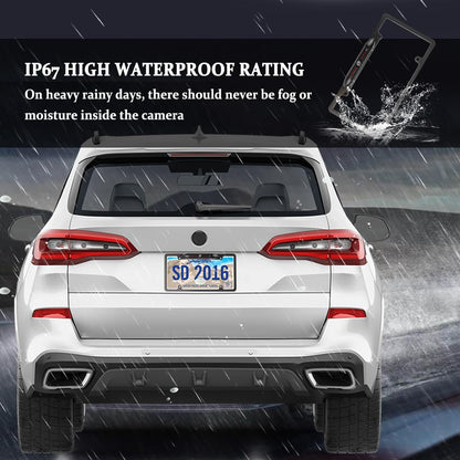 License Plate Backup Camera,HD Night Vision Reverse Camera with 8 LED,170°Wide Angle IP67 Waterproof Rear View Camera,Heavy Duty Reverse Camera Car Accessories Fits US License Plates