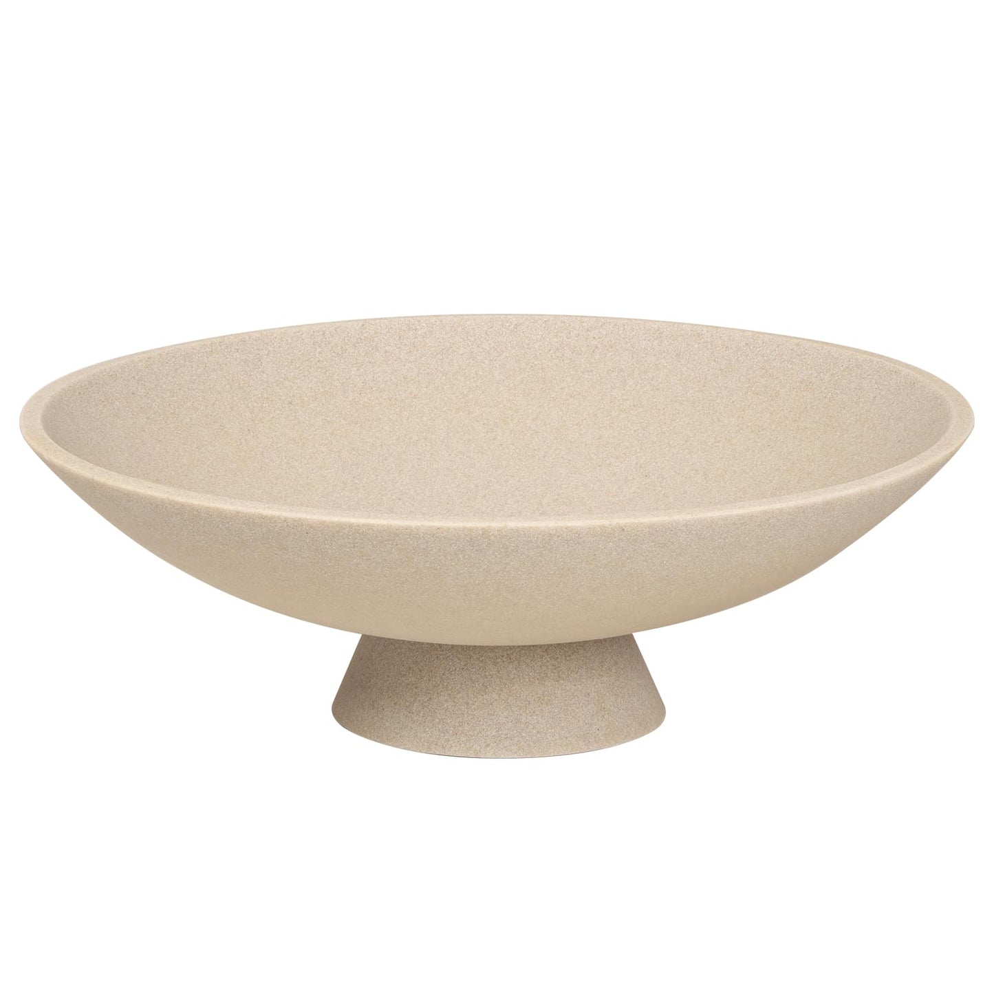 Modern Decorative Fruit Bowl, Beige Resin Artificial Stone Pedestal Bowl, Handicraft Table Centerpiece for Entryway, Coffee Table, Kitchen & Home Decor