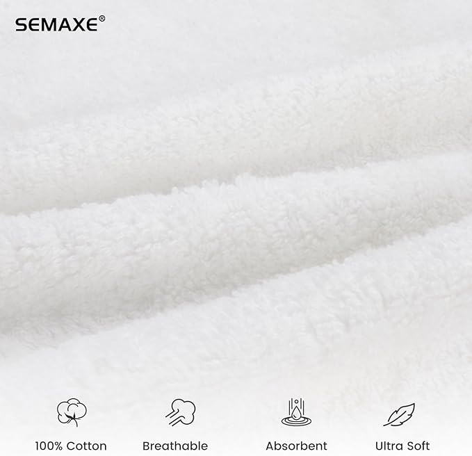 SEMAXE 100% Cotton Hand Towel for Bathroom, Hotel Spa Quality Absorbent Towels