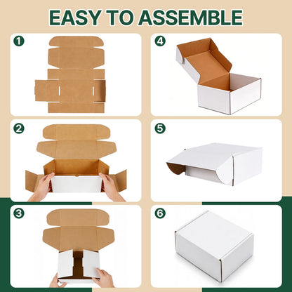 Ovlospa 11x8x4 inch Shipping Boxes 20 Pack, White Mailer Corrugated Cardboard Boxes Commerce Packaging Boxes for Storage Book Gifts Craft