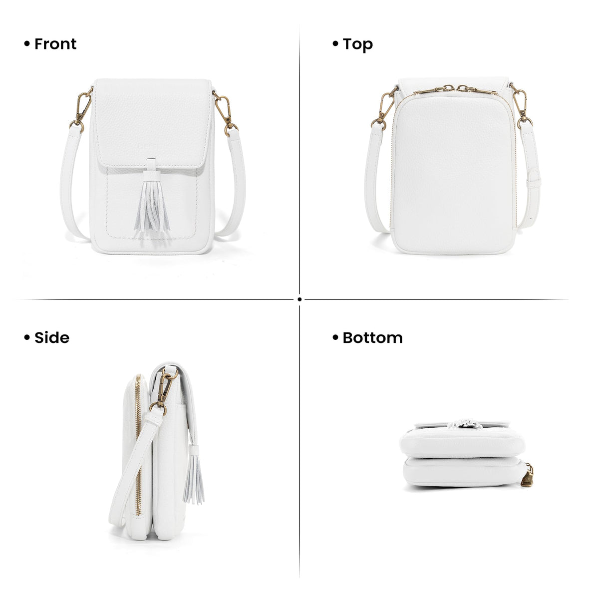 befen White Small Crossbody Bag for Women, Lightweight Mini Purse with Multiple Compartments and Card Slots for Daily Use Travel