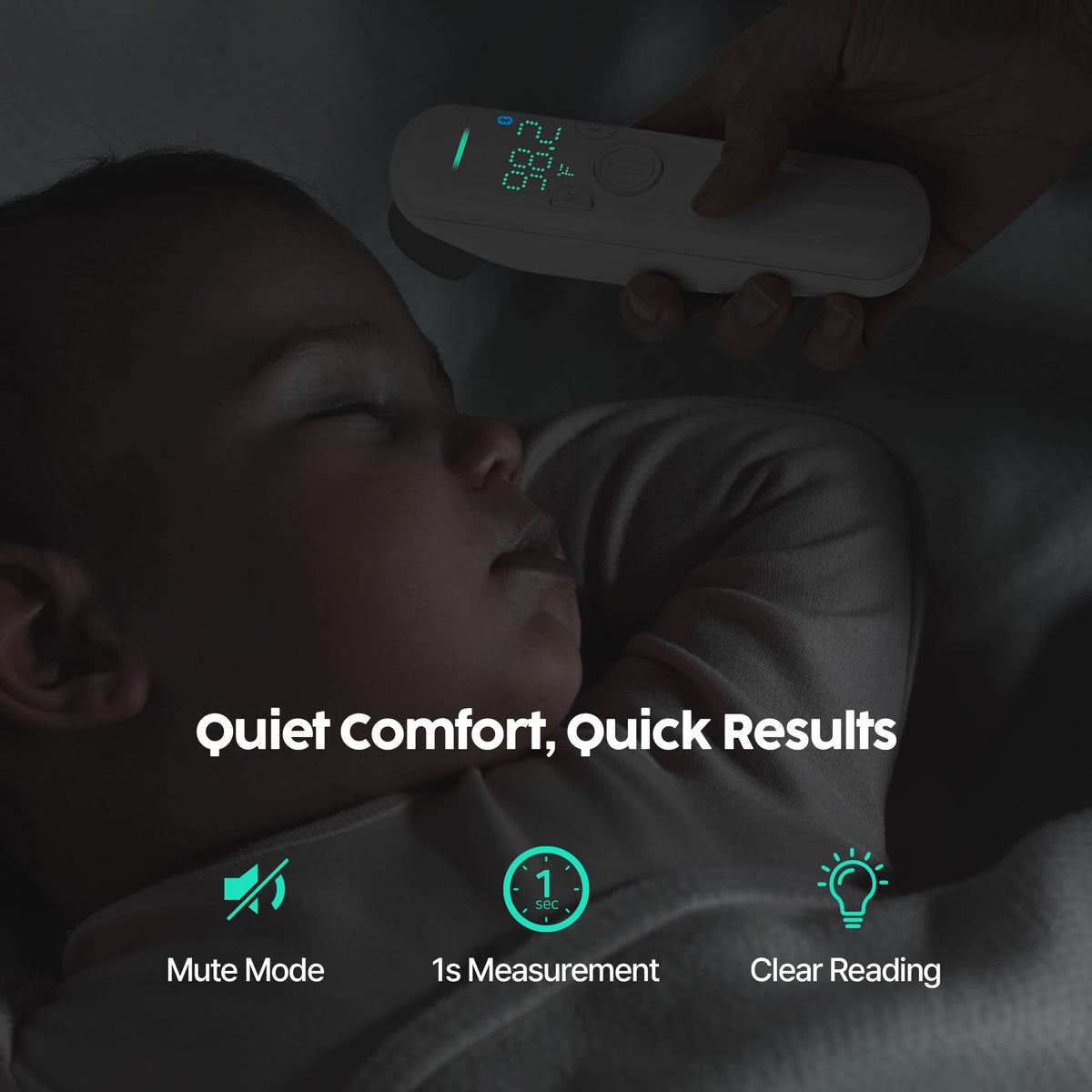 No Touch 4-in-1 Medical Grade Infrared Forehead Thermometer for Adults, Kids & Babies, FSA HSA Eligible, 1s Fast & Accurate, with Indoor Humidity Check Feature, Fever Alarm & Mute Mode