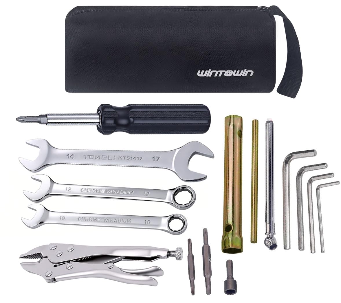 WINTOWIN Compact Tool Kit for Roadside Service,Sports Bike,Motorcycle Repair Tool Kit for Japanese Motorcycle, ATV,UTV,Sports Bike,Gift for Father Husband Christmas Birthday