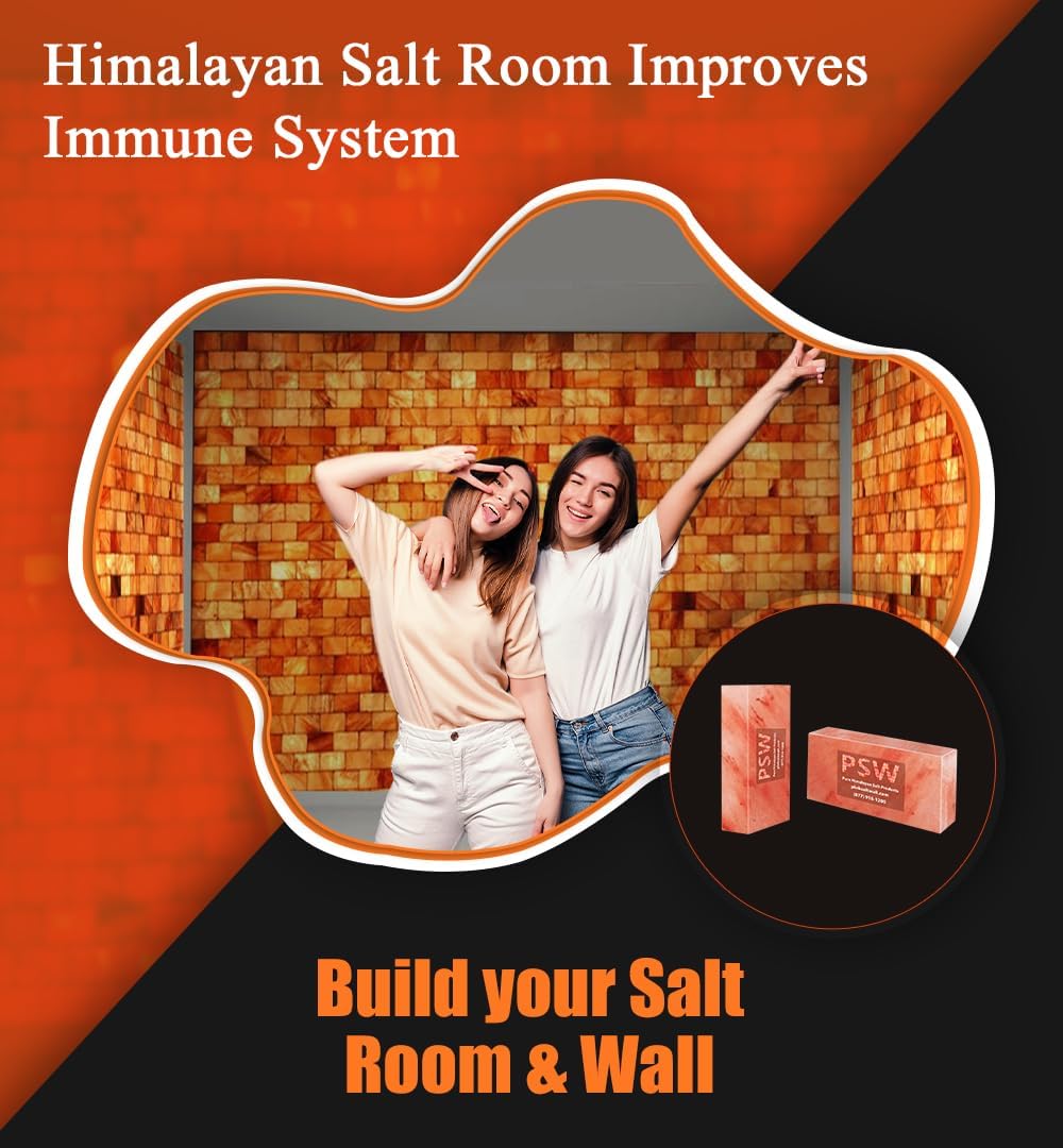 4 Himalayan Salt Bricks 8"x4"x2" For Build Spa Sauna | Himalayan Pink Salt Block For Home Decor & Salt Wall | Block 5.5Lbs Home Improvement
